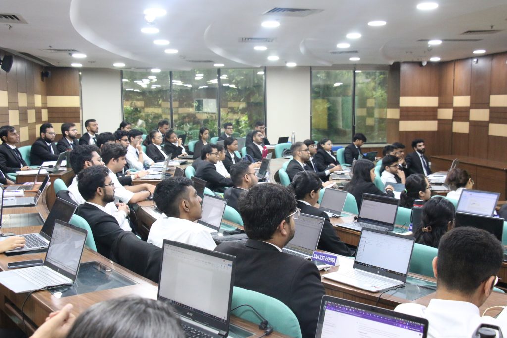 Students applying financial analysis and decision-making skills